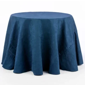 A Montana Suede Navy table cloth available for rental.
