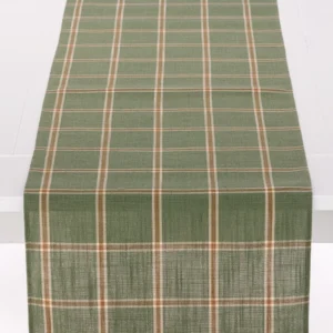 A view of Rustic Moss Plaid runner rental in full size