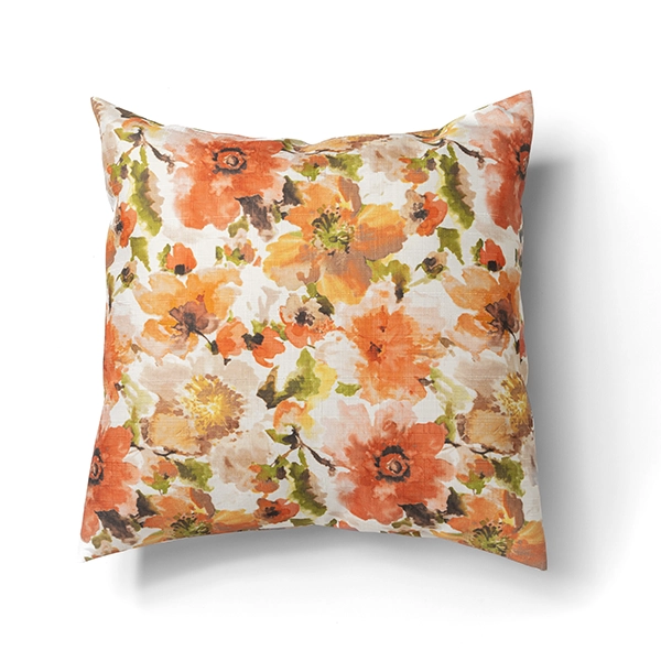 A Layla Floral Pillow available for table linen rental.