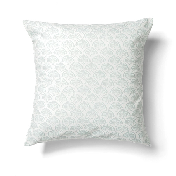 A Lennon Powdered Blue Pillow rental with a pattern on it.