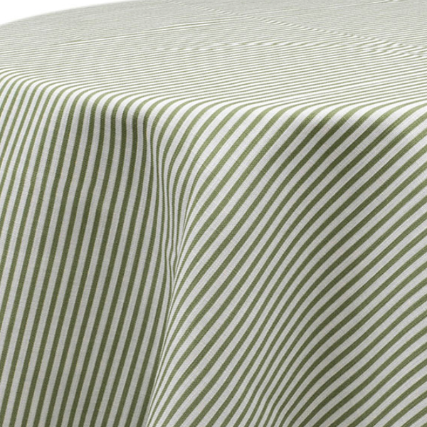 Close-up of a Kennedy Stripe Moss fabric, draped with smooth folds, showing texture and pattern detail.