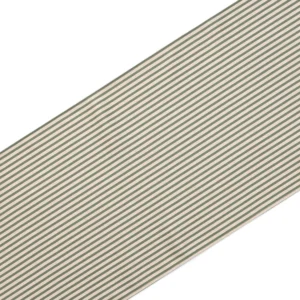 A piece of fabric with uniform green and white stripes arranged diagonally.