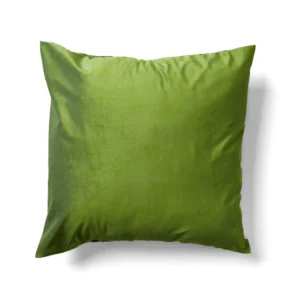 The Velvet Evergreen Pillow, featuring a smooth velvet texture and a square shape, is displayed against a white background.