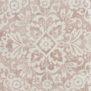 The Westerly Dusty Rose features a faded floral and geometric pattern in beige and light brown, showcasing symmetrical designs with intricate details.